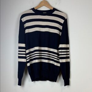 Kent & Curwen Navy and White Striped Sweater Size EU Large